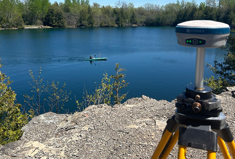 Bathymetric equipment in water in